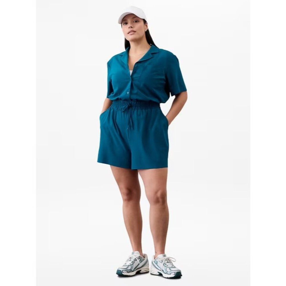 New Athleta M Avenue Romper Coastal Teal Medium